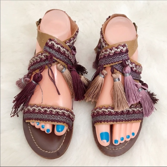 Topshop Fiji Fringe Boho Sandals Size 36 - Picture 2 of 6